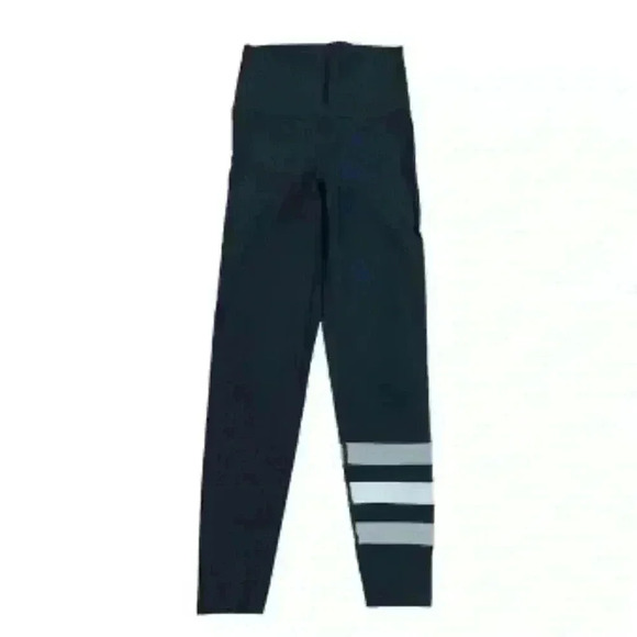 aerie Pants - Aerie Athletic Legging Black Gray Striped Nylon 9" Mid-Rise Pull-On Sz Small